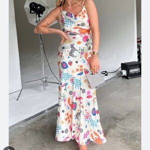 Never Fully Dressed Ivory Lobster Emily Dress Size 12 Colorful Maximalist Pride